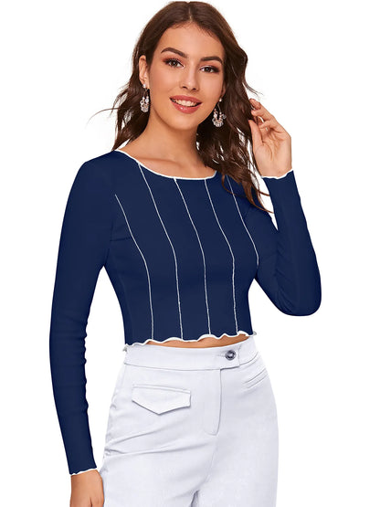 Vertical Stripe Cropped Top