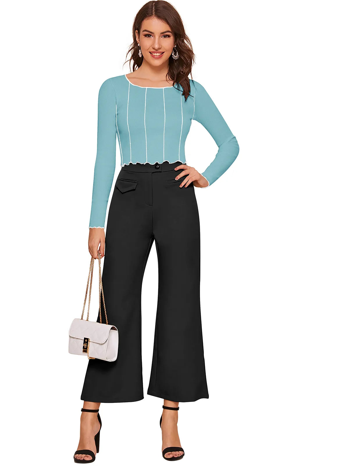 Vertical Stripe Cropped Top