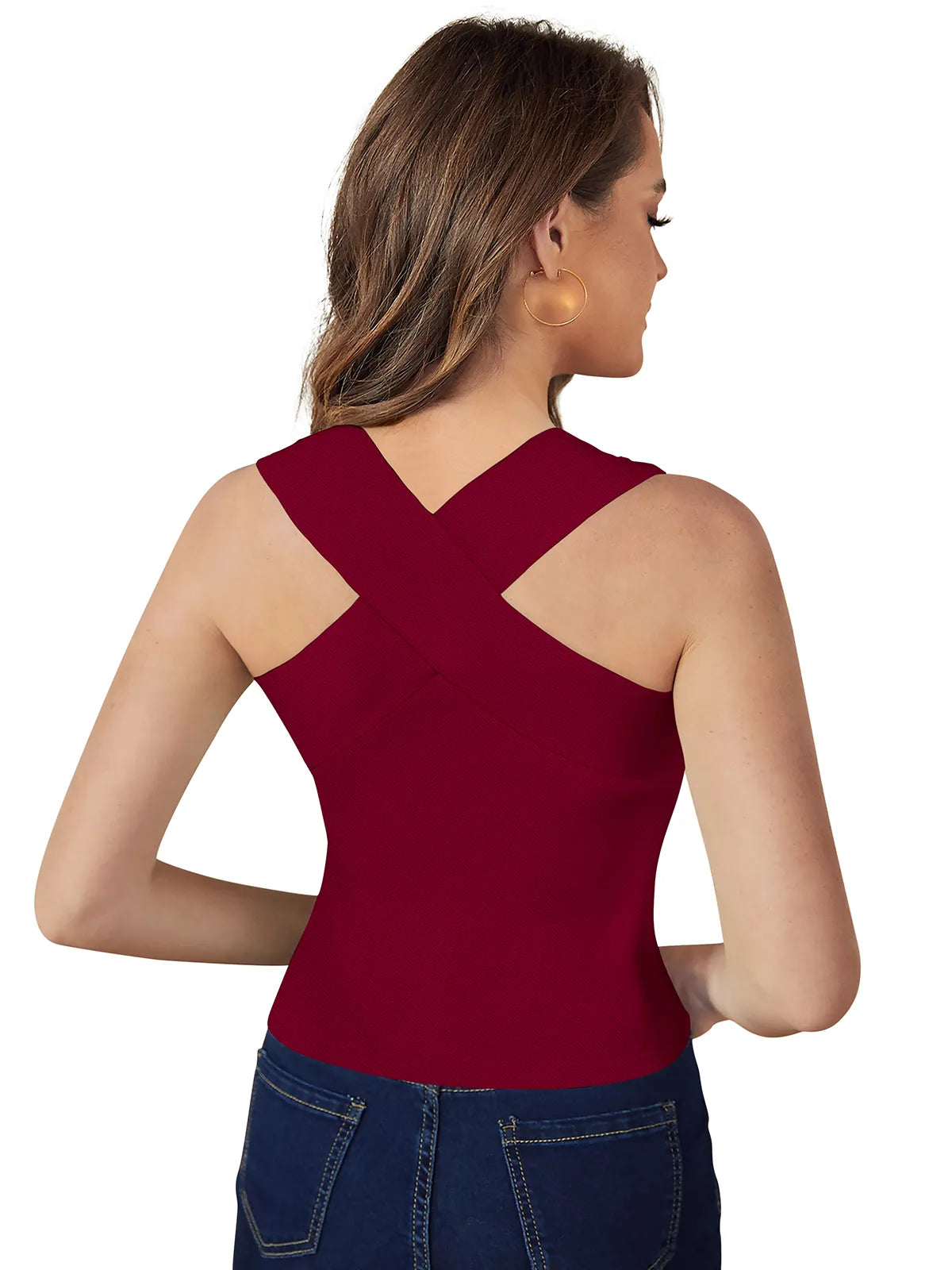 Sleeveless HalterNeck Maroon Top