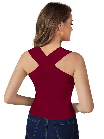 Sleeveless HalterNeck Maroon Top
