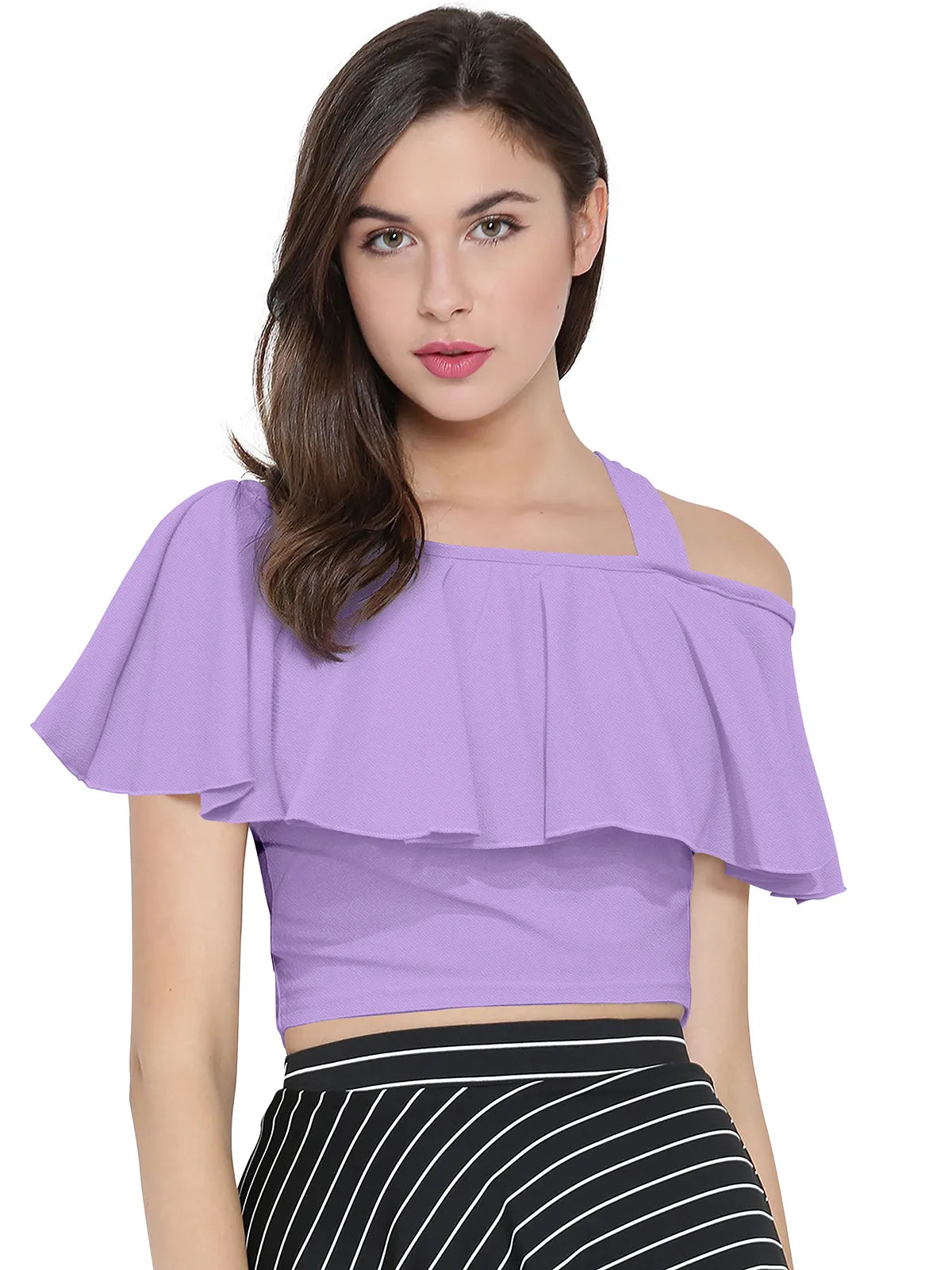 Ruffle One-Shoulder Crop Top