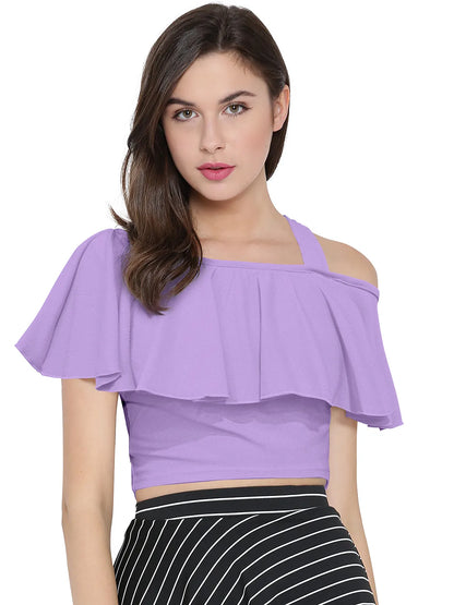 Ruffle One-Shoulder Crop Top