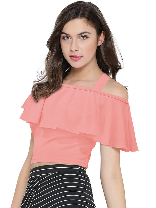 Ruffled Off-Shoulder Crop