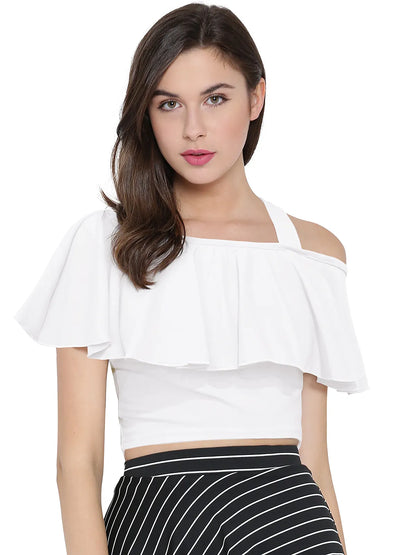 Ruffled Off-Shoulder Crop