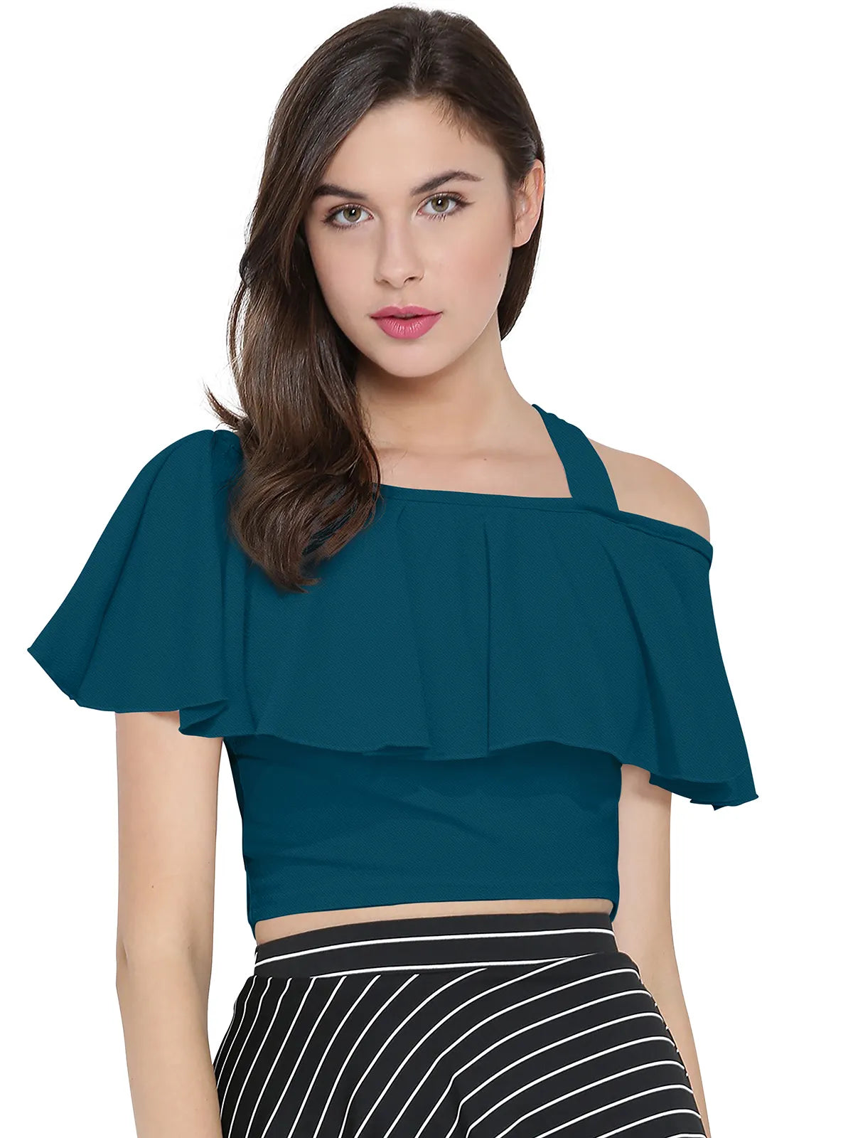 Ruffle One-Shoulder Crop Top