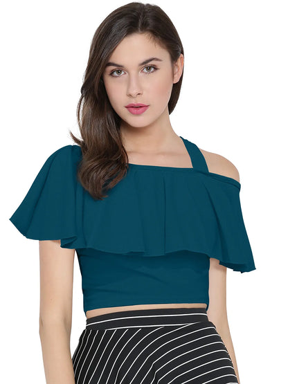 Ruffle One-Shoulder Crop Top