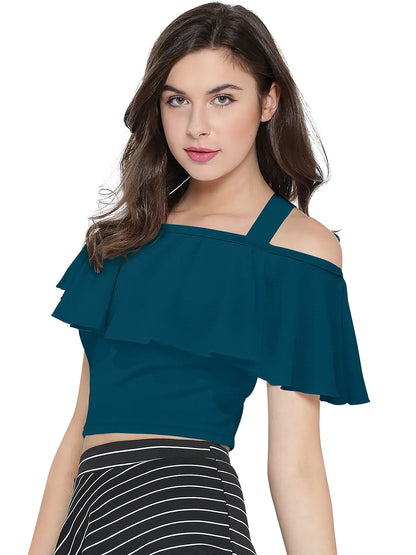 Ruffle One-Shoulder Crop Top