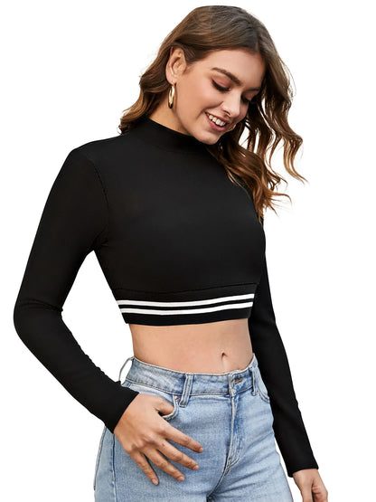 Mock Neck Cropped Top