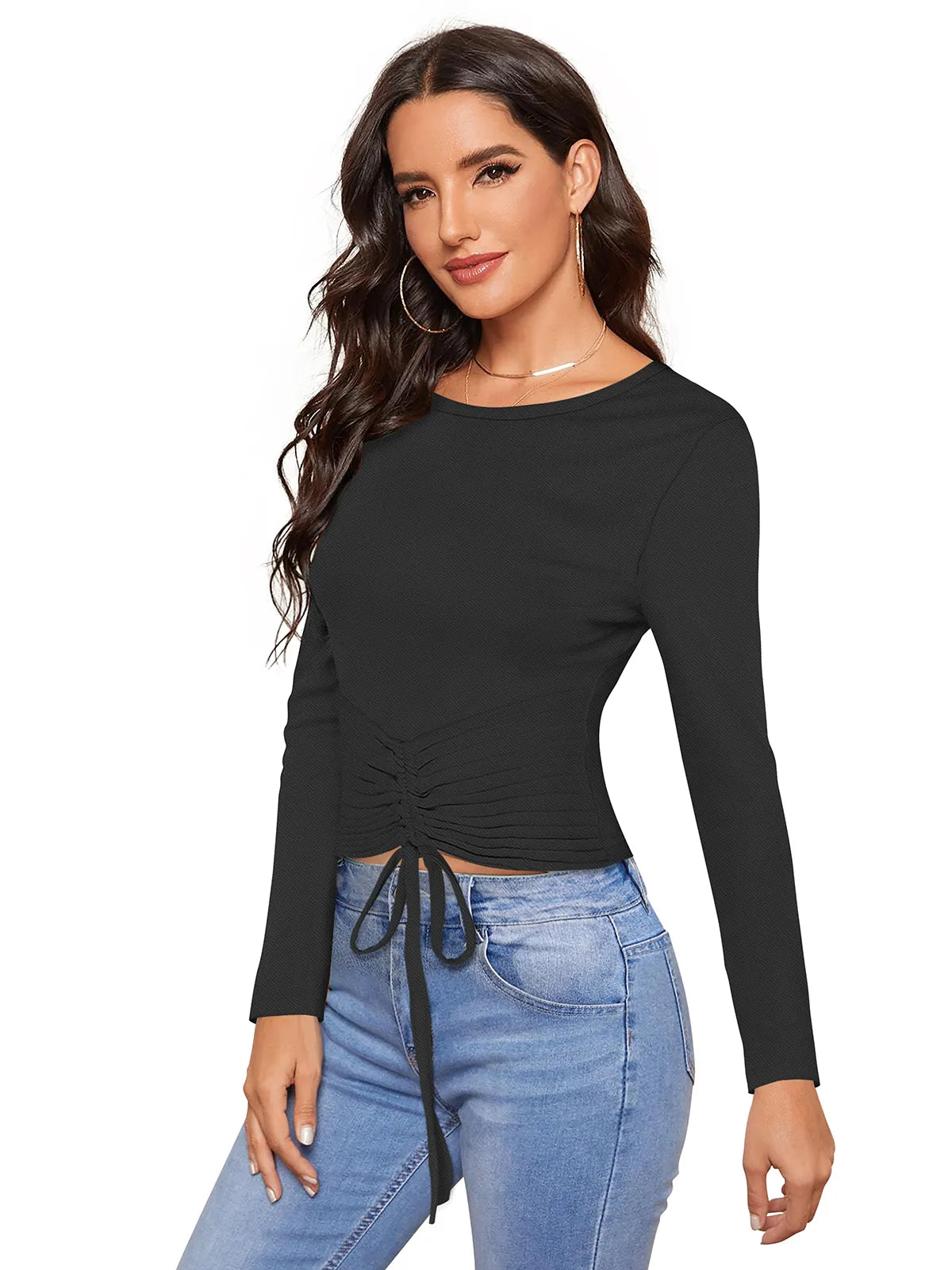 Ruched Drawstring Top