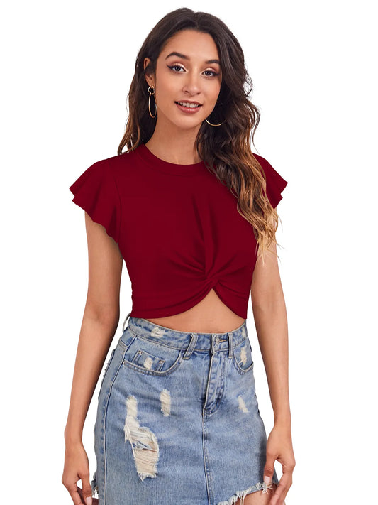 Trendy Knotted Crop Top