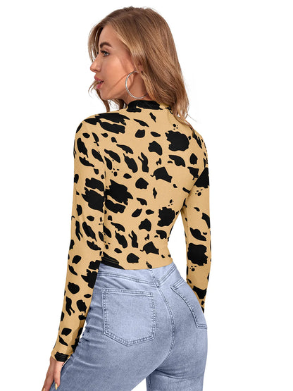 Leopard Print Cutout Top