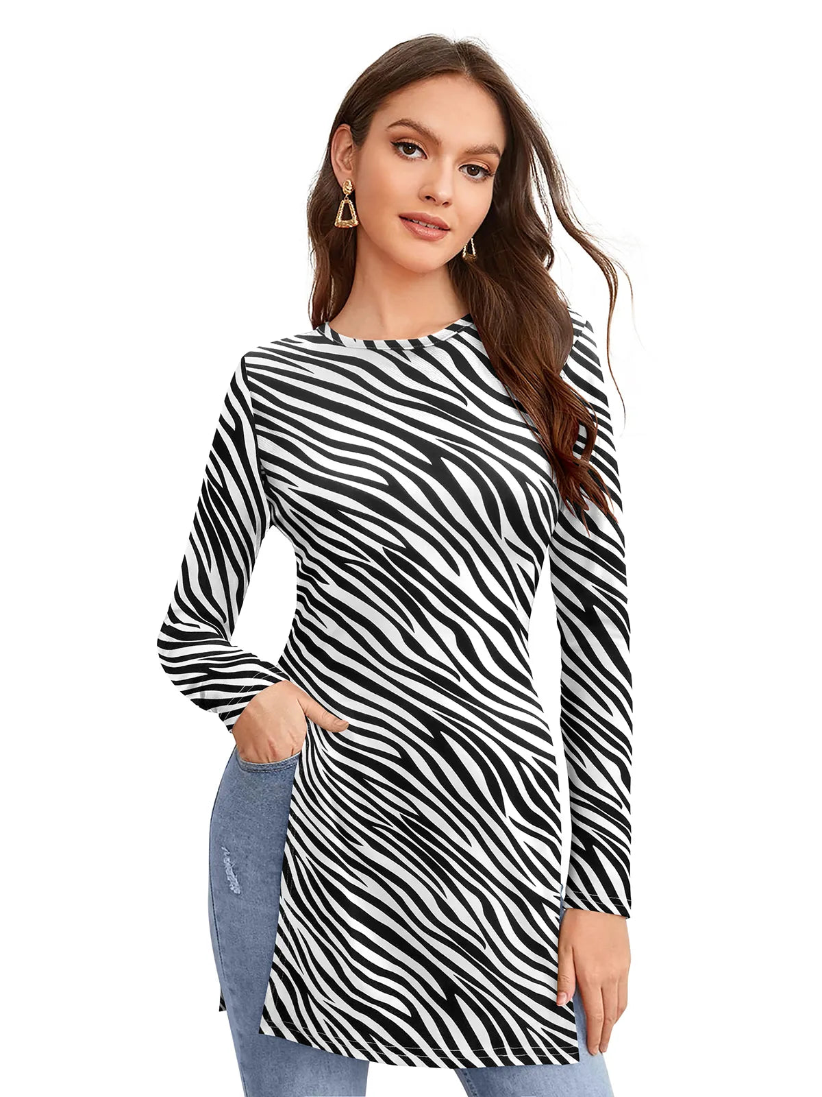 Zebra Print Tunic Top