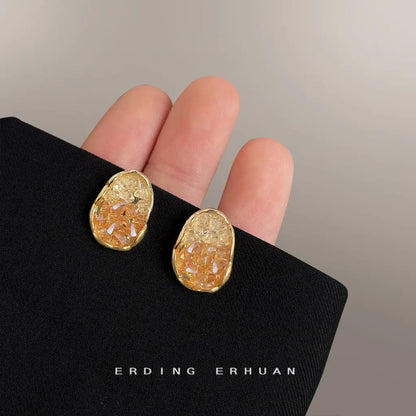 Amber Glow Oval Earrings