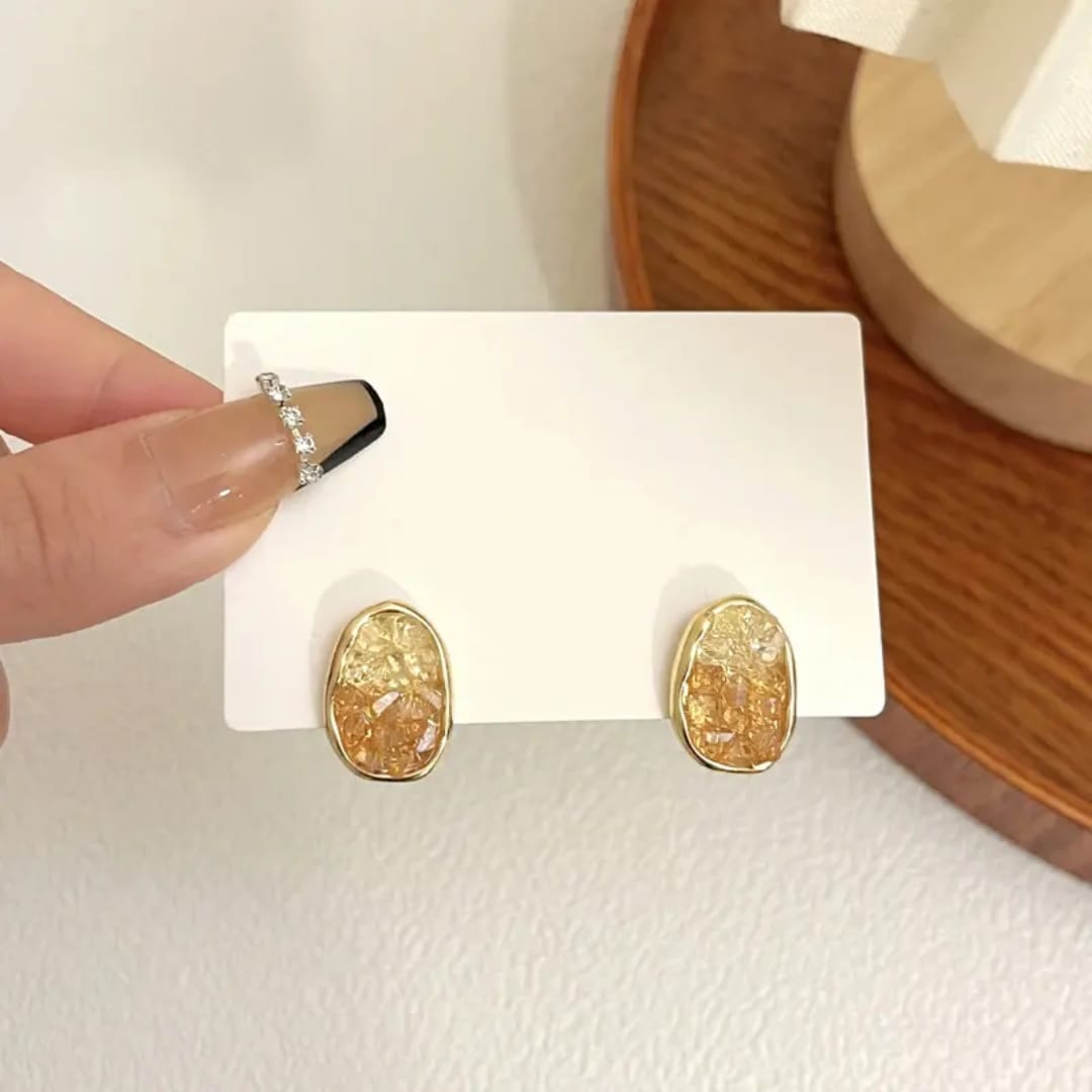 Amber Glow Oval Earrings