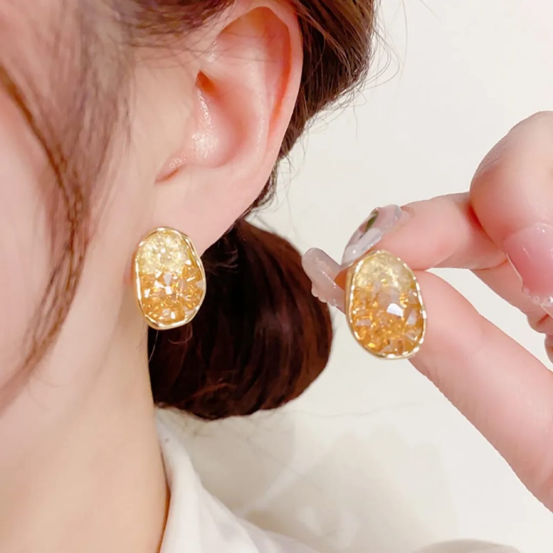 Amber Glow Oval Earrings