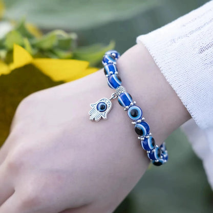Blue Evil Eye & Hamsa Charm Bracelet