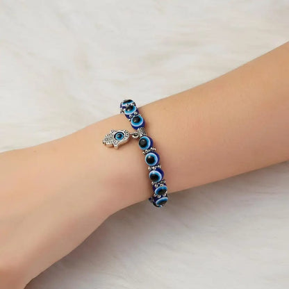 Blue Evil Eye & Hamsa Charm Bracelet