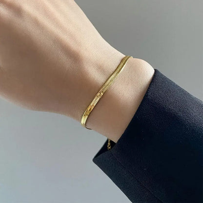 Golden Herringbone Chain Bracelet