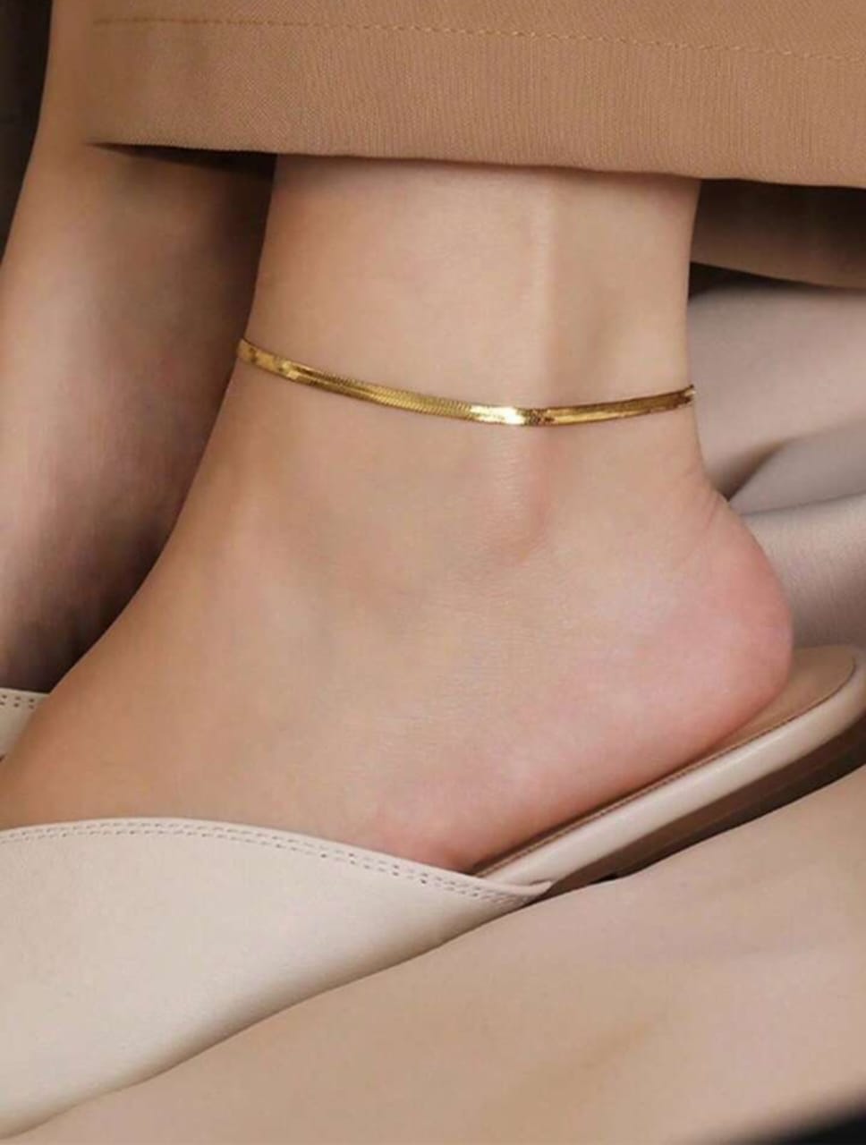 Golden Herringbone Chain Bracelet