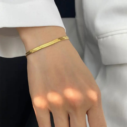 Golden Herringbone Chain Bracelet