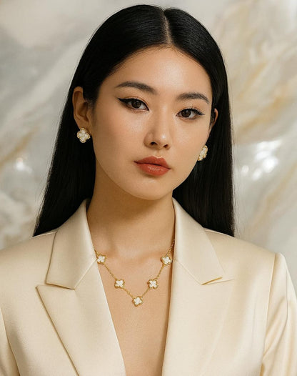 Mother of Pearl Clover Jewelry Set