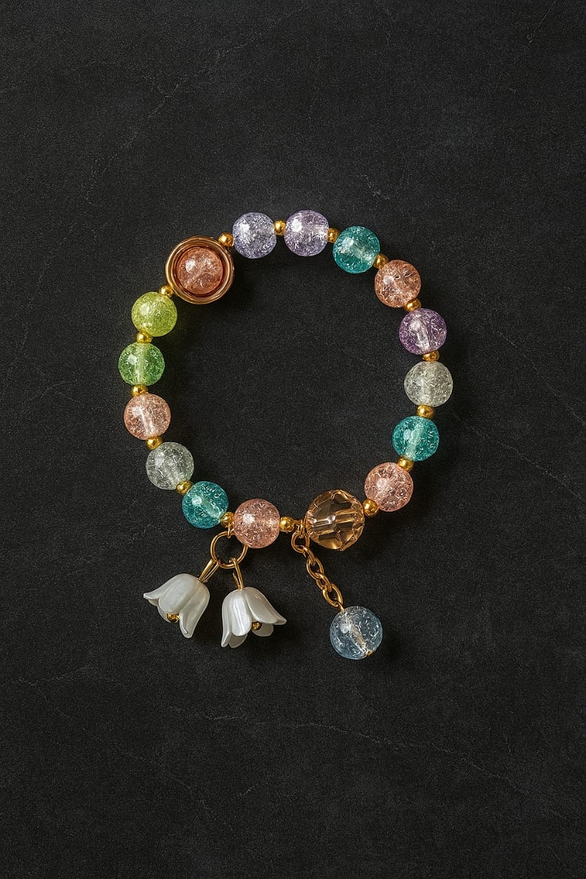 Crackle Bead Charm Bracelet