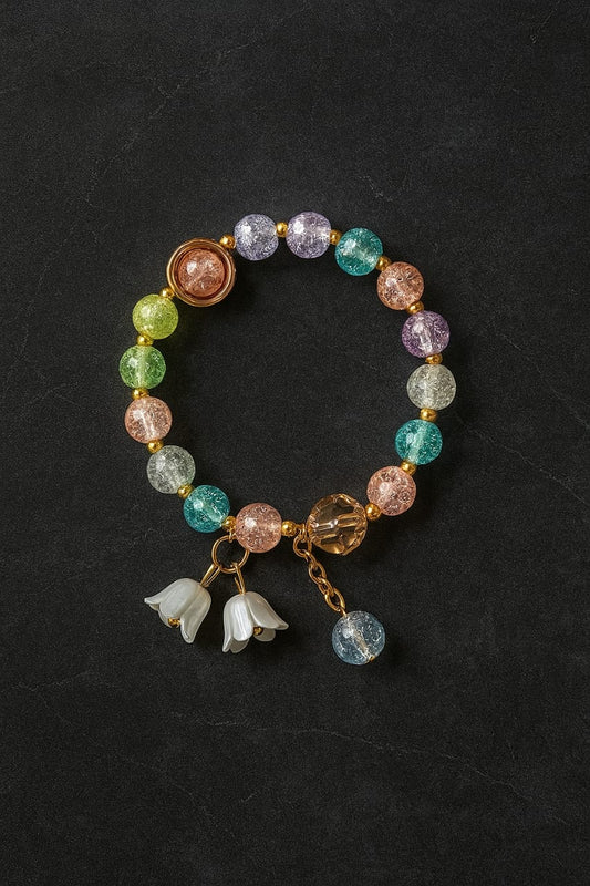 Crackle Bead Charm Bracelet