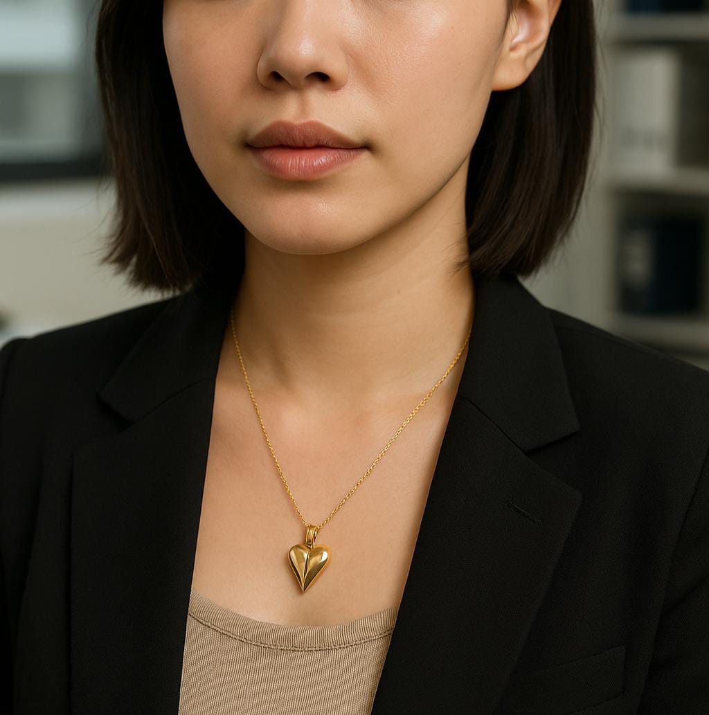 Sculpted Heart Pendant Necklace
