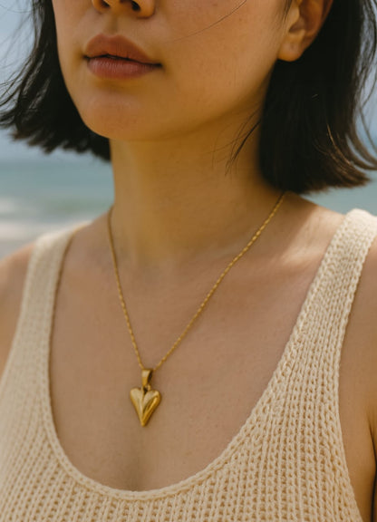 Sculpted Heart Pendant Necklace