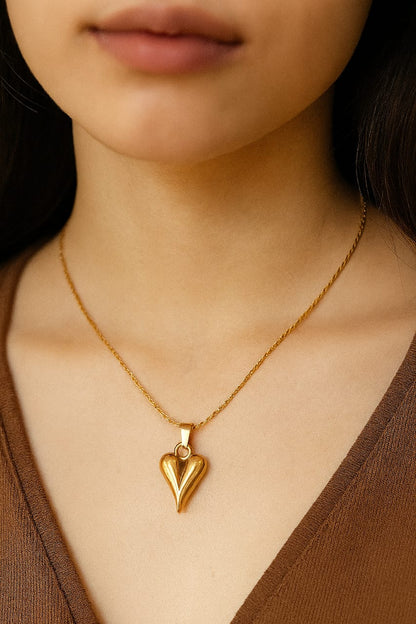 Sculpted Heart Pendant Necklace