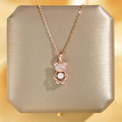 Gemstone Teddy Pendant Necklace