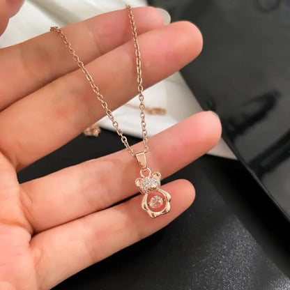 Gemstone Teddy Pendant Necklace