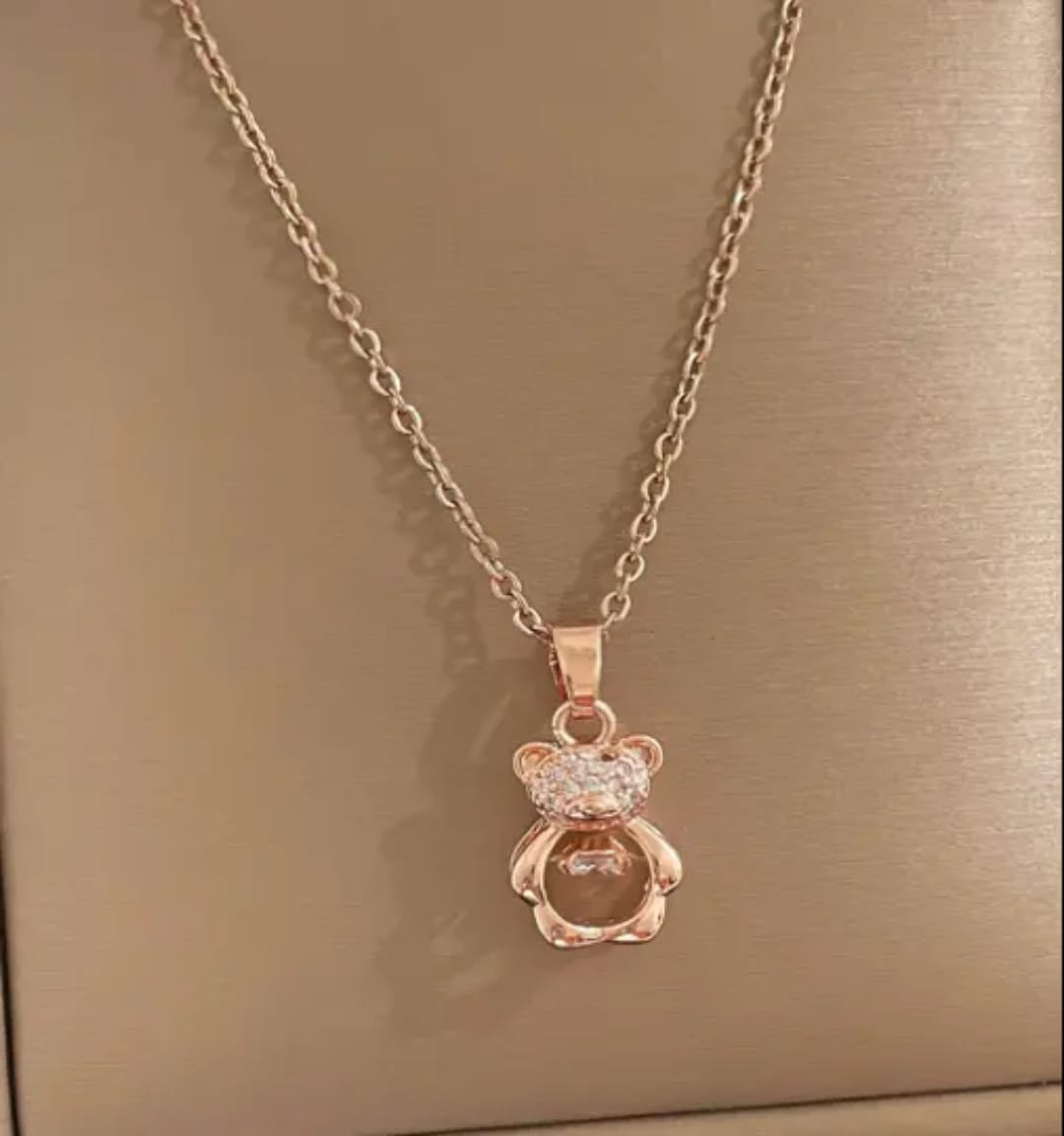 Gemstone Teddy Pendant Necklace