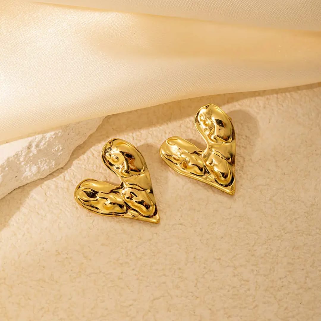 Molten Heart Stud Earrings