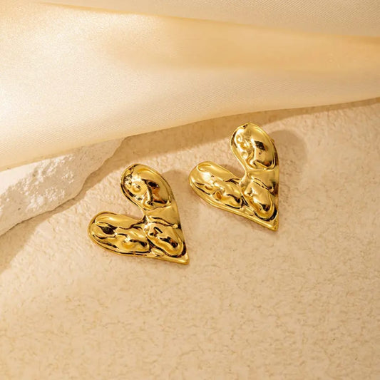 Molten Heart Stud Earrings