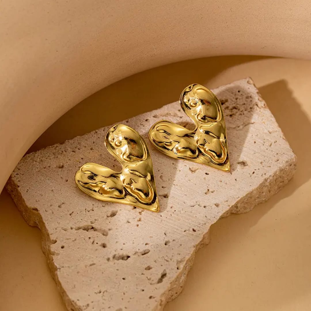 Molten Heart Stud Earrings
