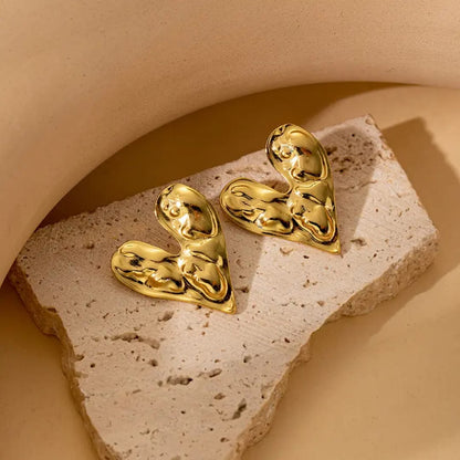 Molten Heart Stud Earrings