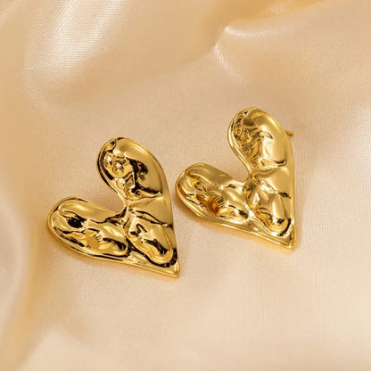 Molten Heart Stud Earrings