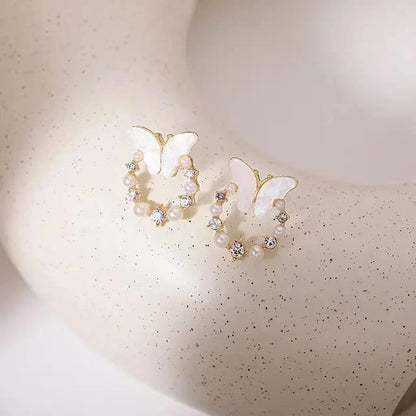 Pearl & Crystal Butterfly Earrings