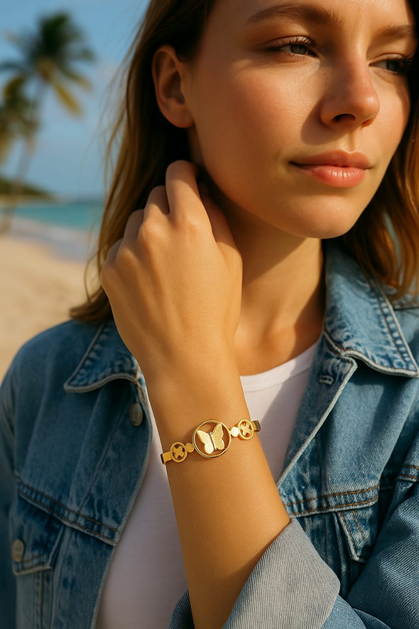 Butterfly Emblem Gold Bracelet
