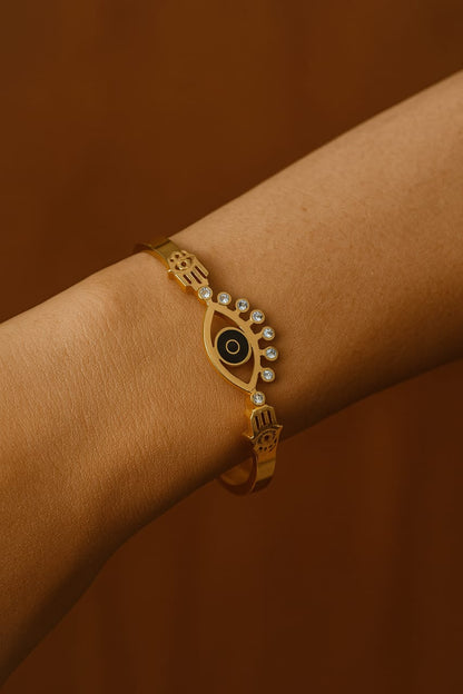 Evil Eye Gold Bracelet with Crystal Accents