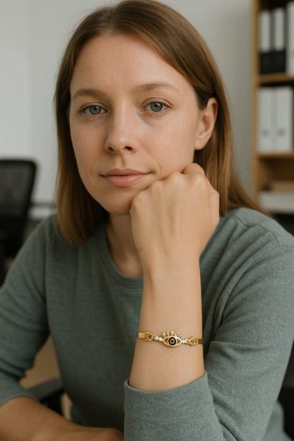 Evil Eye Gold Bracelet with Crystal Accents