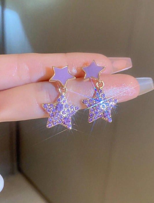 Lavender Starburst Drop Earrings