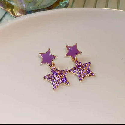 Lavender Starburst Drop Earrings