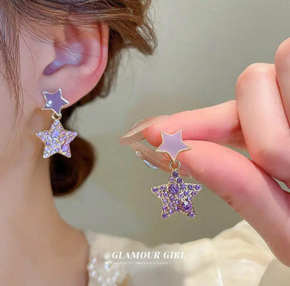 Lavender Starburst Drop Earrings
