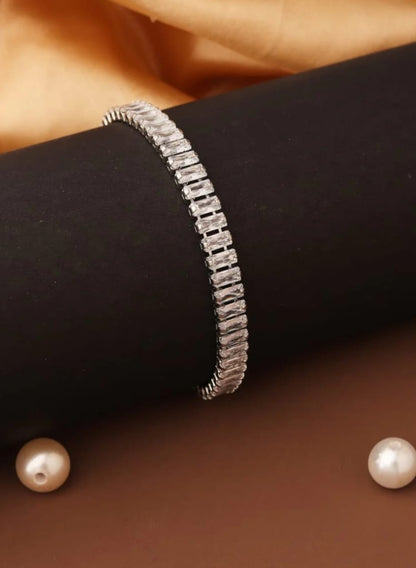 Celeste Line Bracelet – Rose Gold & White Zirconium