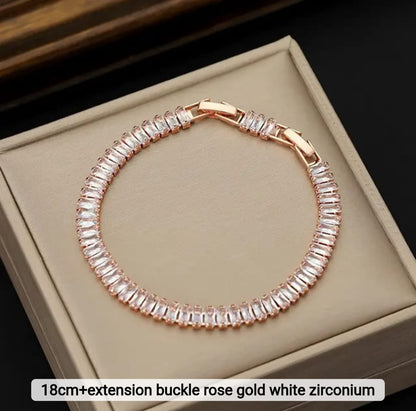Celeste Line Bracelet – Rose Gold & White Zirconium