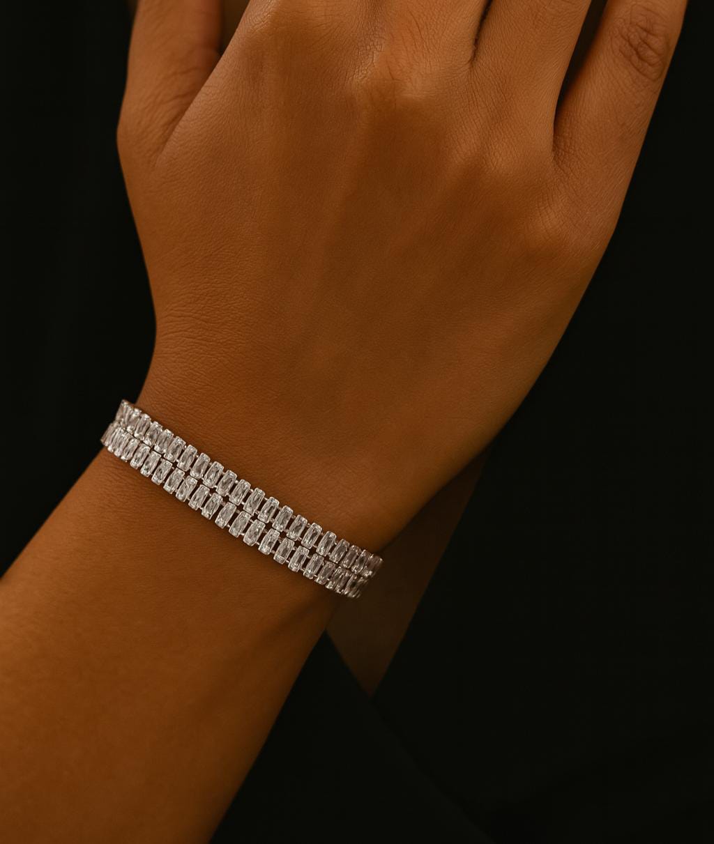 Celeste Line Bracelet – Rose Gold & White Zirconium