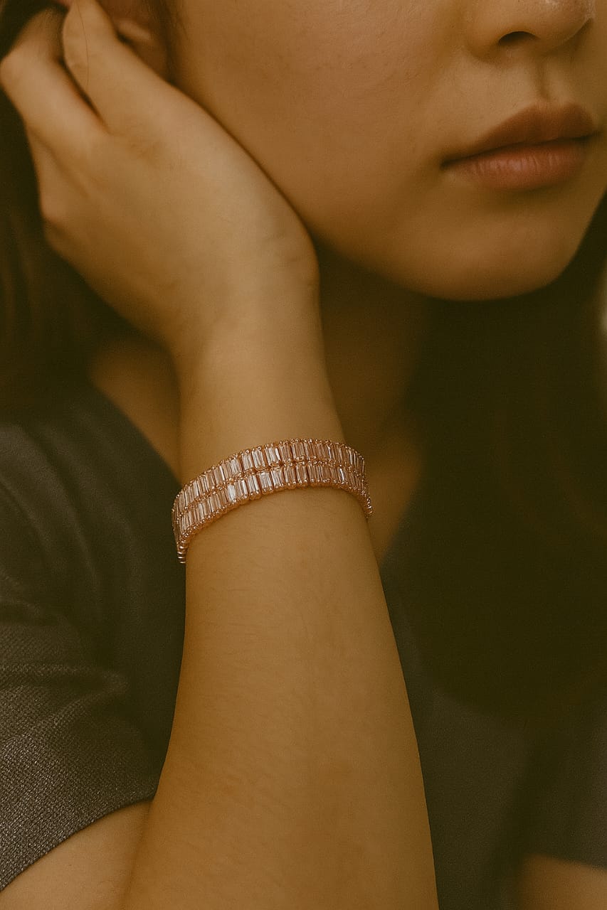 Celeste Line Bracelet – Rose Gold & White Zirconium