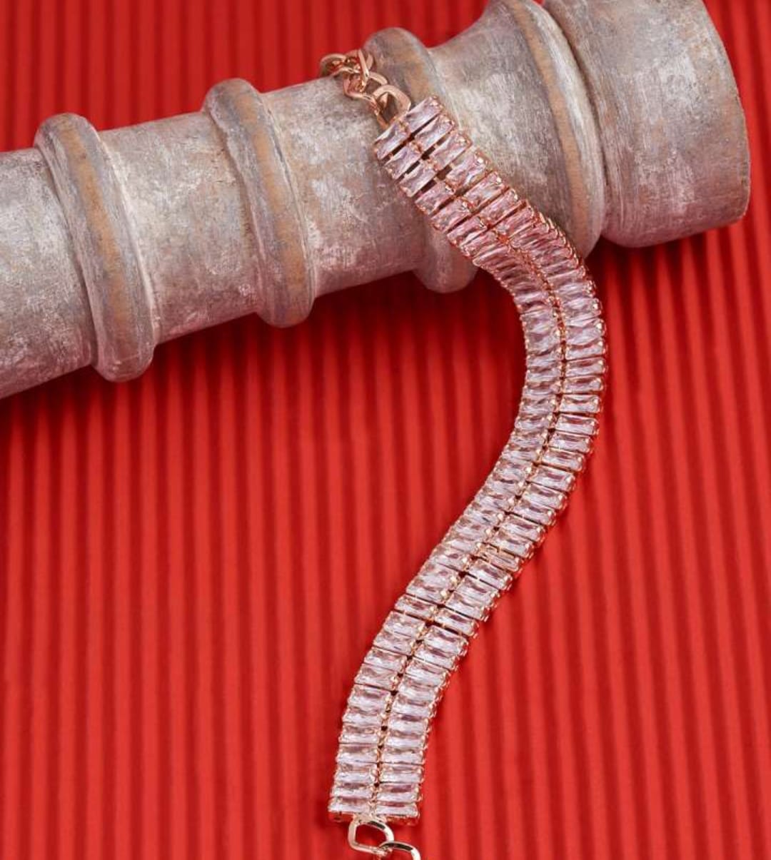 Celeste Line Bracelet – Rose Gold & White Zirconium